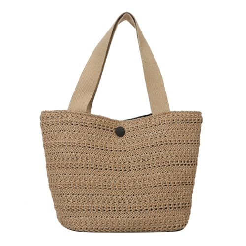 Shntig Praktische Gras-Handtasche, Bohemian-Stil, Strohtasche, Urlaub, Strand, Handtaschen für Damen, khaki von Shntig