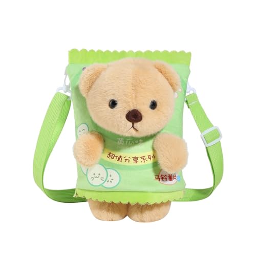 Shntig Süße Kartoffelchip-Form, Plüschbär-Tasche, Cartoon-Crossbody-Tasche, Mini-Tasche für Mädchen, grün von Shntig