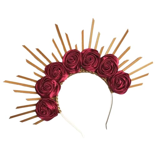 Shntig Unisex-Haarreif mit Punk-Blume, künstlerisches Haarband für Rockkonzerte, dunkler Kopfschmuck von Shntig