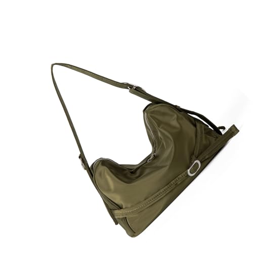 Stilvolle, verschleißfeste Nylon-Umhängetasche, große Kapazität, Tragegriff oben, Handtasche für Arbeit oder den täglichen Gebrauch, praktisches Design, grün von Shntig