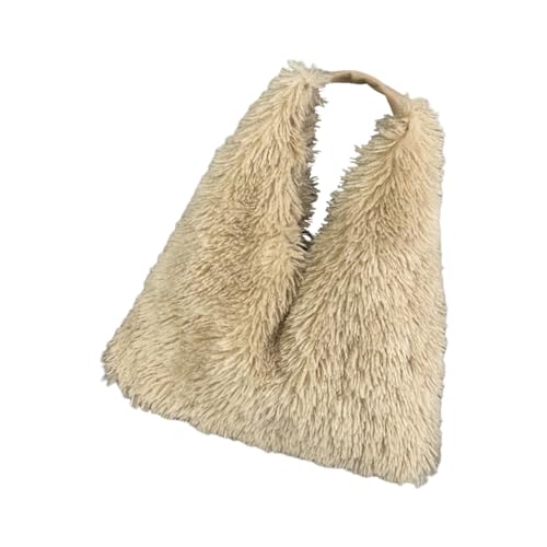 Stilvolle Handtasche, große Kapazität, Plüsch-Umhängetasche, Unterarmtaschen für Damen und Mädchen, khaki von Shntig