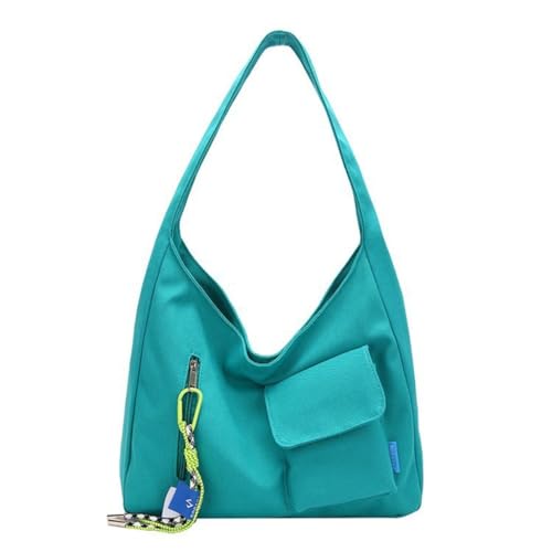Stilvolle Schultertasche aus Segeltuch, Unterarmtasche, Handtasche, einfach zu tragen, für Damen und Mädchen, blau - peacock blue von Shntig