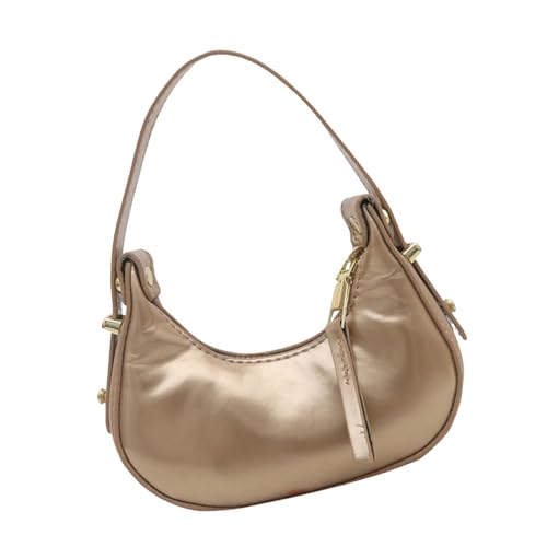 Stilvolle Tasche in Mondform mit Tragegriff und Reißverschlussfächern, kompaktes Design, Abendtasche, lässige Handtasche für den täglichen Gebrauch, gold von Shntig