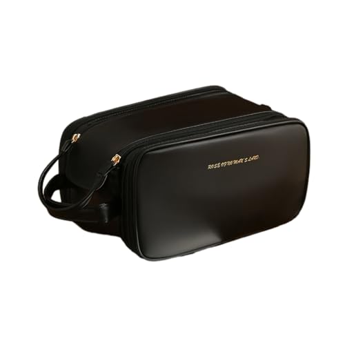 Stilvolle und funktionale Reise-Kulturbeutel, Make-up-Kosmetiktasche, Kulturbeutel für Damen, Schwarz von Shntig