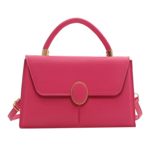 Stilvolle und tragbare Damen-Umhängetasche, einfarbig, PU, Schultertasche, geeignet für verschiedene Anlässe, rose pink von Shntig