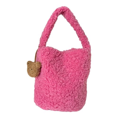 Süße Damen-Umhängetasche, modische Tasche, einfarbig, Tragegriff oben, Handtasche, Mädchen, große Kapazität, Einkaufstasche, hot pink von Shntig