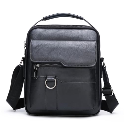 Umhängetasche aus PU-Leder für Herren, Crossbody-Tasche, Reisen, Büro, Business-Tasche, Schwarz von Shntig