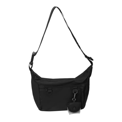 Umhängetasche für Herren und Damen, solide, lässig, tragbar, Nylon, Crossbody-Tasche mit mehreren Taschen für Schule, Reisen, Schwarz von Shntig