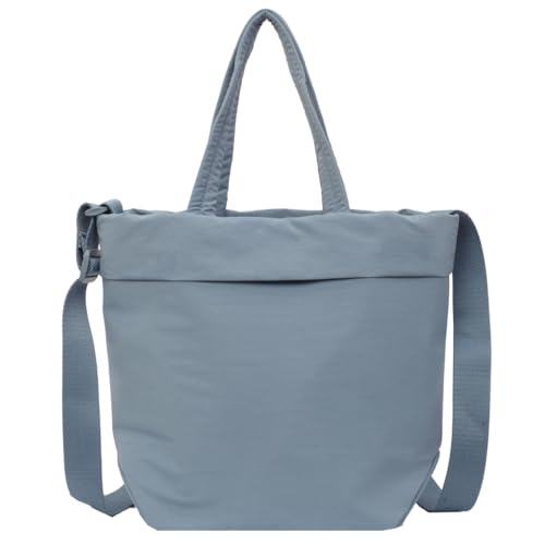 Umhängetasche für Mädchen, einfarbig, Handtasche, Einkaufstasche, großes Fassungsvermögen, blau von Shntig
