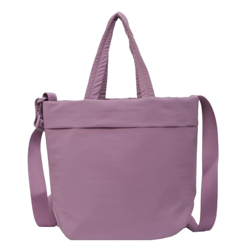 Umhängetasche für Mädchen, einfarbig, Handtasche, Einkaufstasche, großes Fassungsvermögen, violett von Shntig