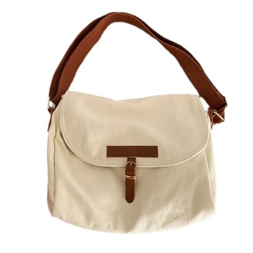 Unisex Canvas Single Shoulder Bag Crossbody Purse Casual Handbag for Daily Use, beige von Shntig