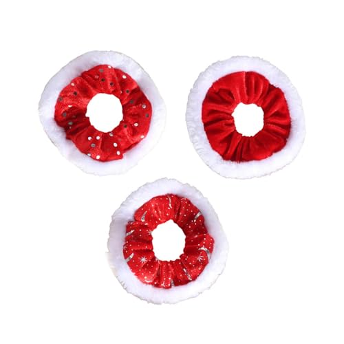 Weihnachten Thema Haar Scrunchies Für Frauen Mädchen Mit Plüsch Trim Festival Haar Elastische Pferdeschwanz Halter Party Zubehör von Shntig