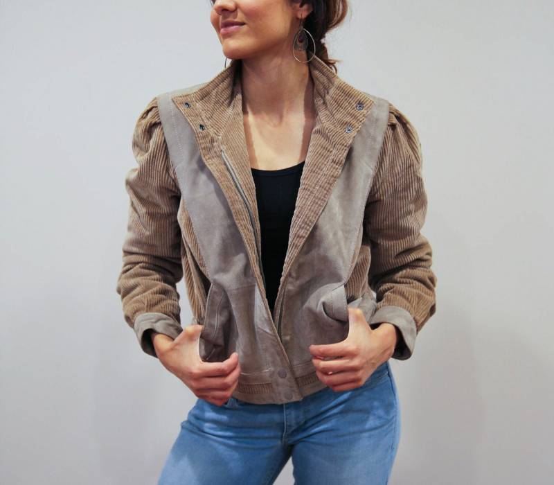 Vintage 80Er Jahre Winlit© Beige Leder Und Wildleder Cordurouy Jacke von ShoFreshStyles