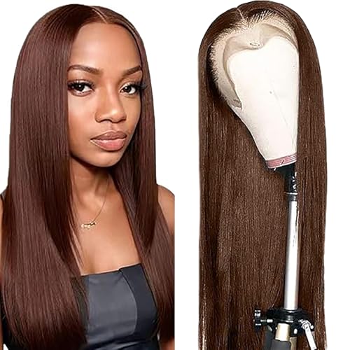 Shoaiye 13x4 Lace Front Echthaar Perücke Damen Straight Human Hair Wig Wear and Go Glueless Remy Pre Plucked Natural Hairline 150% Density Chocolate Brown Color for Woman 20 Inch Shoaiye 13x4 Lace Front Echthaar Perücke Damen Straight Human Hair Wig Wear and Go Glueless Remy Pre Plucked Natural Hairline 150% Density Chocolate Brown Color for Woman 20 Inch von Shoaiye