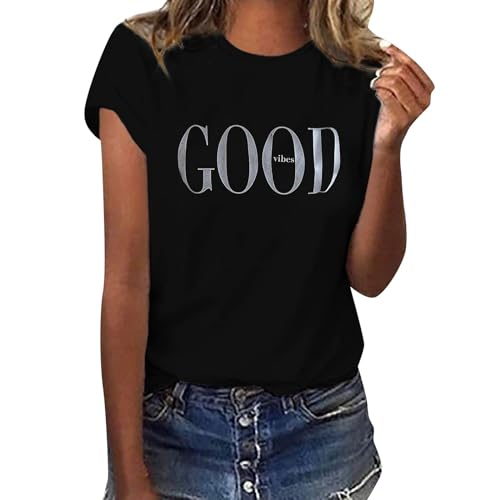 Tshirt Damen Oversize Sportshirt Damen Sport Oberteile Damen Oberteile Damen Funktionsshirt Damen Tshirt Damen Elegant Tshirt Damen Sommer Sport Shirts Für Damen Basic Shirt Damen Schwarz XL von Shobdw