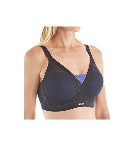 Shock Absorber Damen Bustier Sport-BH SG DE SPORT PADDE SS AA, Einfarbig, Noir/Bleu, 85B (Herstellergröße: 100B) von Shock Absorber