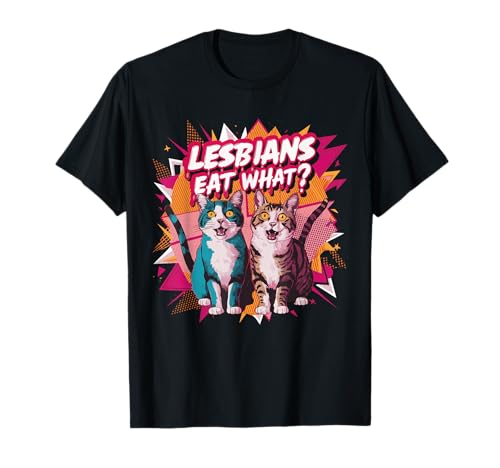 Shocked Cat Lesbisch LGBTQ Katze LTBT Damen Unisex-Erwachsene T-Shirt Schwarz V-Ausschnitt Halbarm Klein EU 42 cm Small Pride Klassisch LGBTQ-Pride-Cat-T-Shirt SHIRT 1 Count 0 Pockets von Shocked Cat Lesbisch LGBTQ Katze LTBT