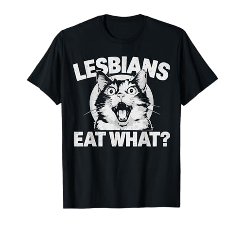 Shocked Cat Lesbisch LGBTQ Katze LTBT Frauen Unisex-Erwachsene Pride, Whimsical V-Ausschnitt mit Halbarm Schwarz Small EU 15-16.5 Pride Cat T-Shirt von Shocked Cat Lesbisch LGBTQ Katze LTBT