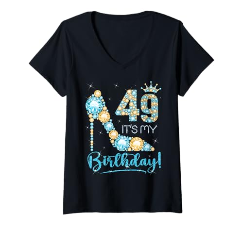Damen 49 Es ist mein Geburtstag 49 Jahre alt 49. Geburtstag Mädchen Dame T-Shirt mit V-Ausschnitt Damen 49 Es ist mein Geburtstag 49 Jahre alt 49. Geburtstag Mädchen Dame T-Shirt mit V-Ausschnitt von Shoe 49th Birthday Girl 49 Years Old Birthday Tee