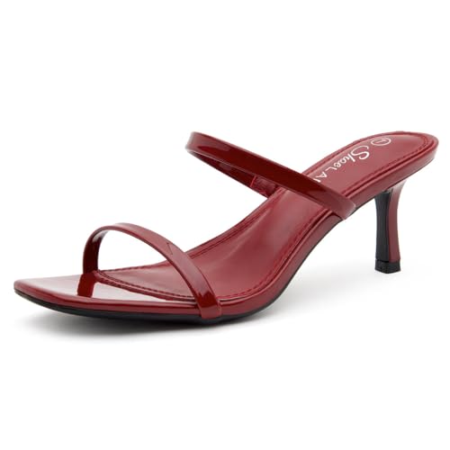 Shoe Land Kitten Heels für Damen – Niedrige Absätze, Slip-On-Pantoletten mit offenem Zehenbereich und 2 Riemen, elegante Sandalen mit kurzem Absatz für Hochzeit, Party und Büro | Trendy 2025 von Shoe Land