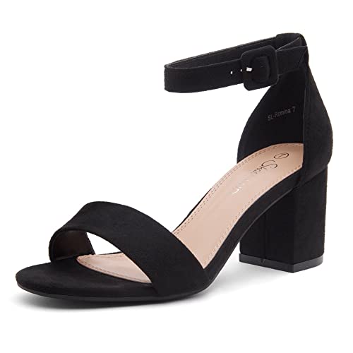 Shoe Land Niedrige Blockabsätze für Damen – quadratischer offener Zehenbereich, Knöchelriemen, klobige Absätze, Slingback-Kleid, Sandalen mit doppelter Schleife für Hochzeit, Braut und Party von Shoe Land