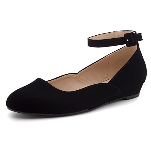 Shoe Land SL-August Klassische Damen-Wanderschuhe mit niedrigem Keilabsatz und geschlossener Zehenpartie, Blacknubuck, 38 EU von Shoe Land