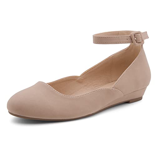 Shoe Land SL-August Klassische Damen-Wanderschuhe mit niedrigem Keilabsatz und geschlossener Zehenpartie, Nudenubuck, 35.5 EU von Shoe Land