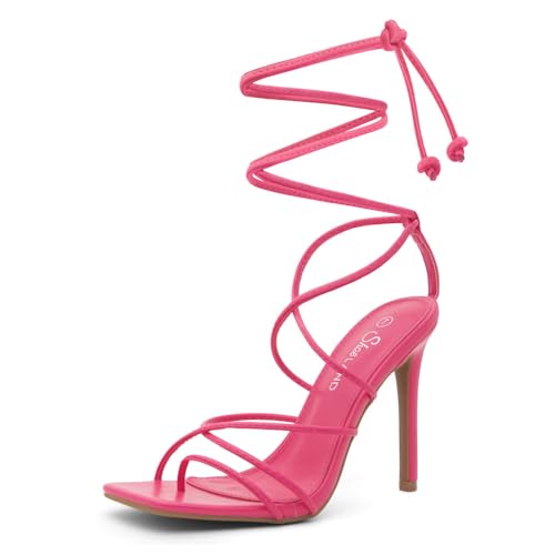 Shoe Land SL-Finely Damen Schnürhalbschuhe, quadratisch, offene Zehen, Knöchelriemchen, 10,2 cm, Stiletto, Riemchensandalen für Party, Hochzeit und Abschlussball, Fuchsia, 36 EU Shoe Land SL-Finely Damen Schnürhalbschuhe, quadratisch, offene Zehen, Knöchelriemchen, 10,2 cm, Stiletto, Riemchensandalen für Party, Hochzeit und Abschlussball, Fuchsia, 36 EU von Shoe Land
