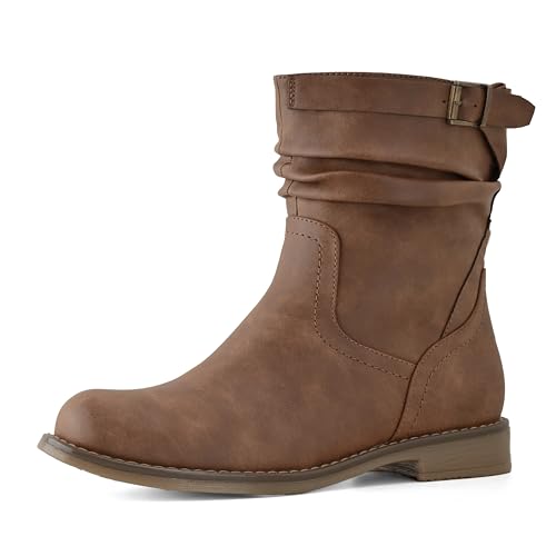 Shoe'N Tale Damen Mid Calf Boots Slouchy Round Toe Flacher niedriger Absatz Reitstiefel mit seitlichem Reißverschluss, Dunkelbraun, 39 EU Shoe'N Tale Damen Mid Calf Boots Slouchy Round Toe Flacher niedriger Absatz Reitstiefel mit seitlichem Reißverschluss, Dunkelbraun, 39 EU von Shoe'N Tale