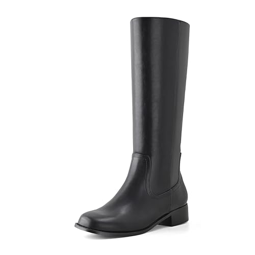 Shoe'N Tale Kniehohe Damen-Stiefel, Block, niedriger Absatz, quadratische Zehenpartie, mit seitlichem Reißverschluss, Herbst- und Wintermode, bequeme Stiefel, Schwarz, 36 EU Shoe'N Tale Kniehohe Damen-Stiefel, Block, niedriger Absatz, quadratische Zehenpartie, mit seitlichem Reißverschluss, Herbst- und Wintermode, bequeme Stiefel, Schwarz, 36 EU von Shoe'N Tale
