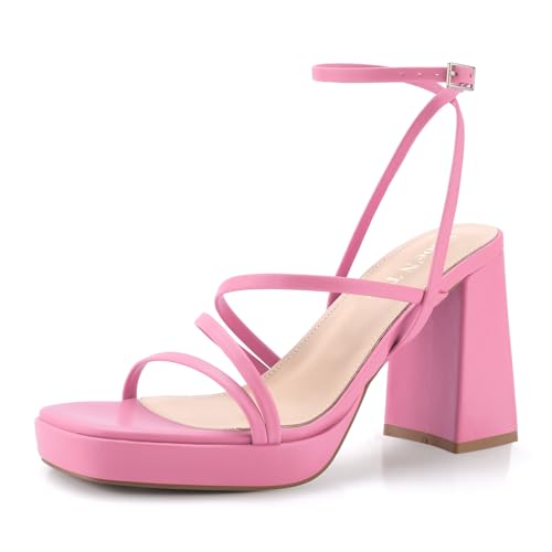 Shoe'N Tale Plateauabsätze für Damen, Riemchen, Blockabsatz, quadratische Zehenpartie, Knöchelschnalle, Sandalen, Pink, 40 EU Shoe'N Tale Plateauabsätze für Damen, Riemchen, Blockabsatz, quadratische Zehenpartie, Knöchelschnalle, Sandalen, Pink, 40 EU von Shoe'N Tale