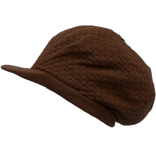 Shoe String King Herren Rasta Dread Knit Tam Hat - Dreadlocks Cap Gr. Einheitsgröße, Große, runde einfarbige braune Krempe von Shoe String King