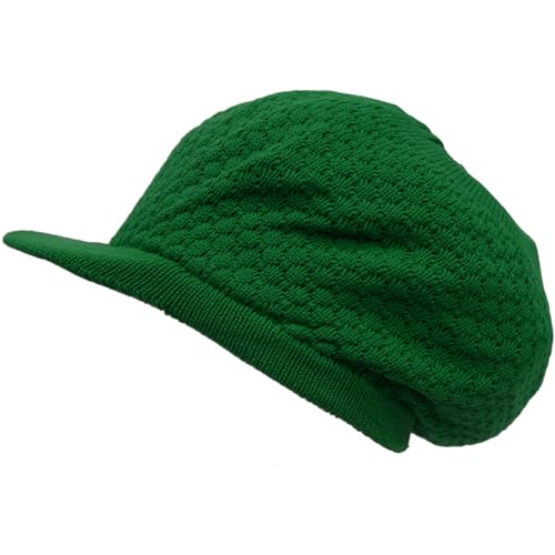 Shoe String King SSK Rasta Knit Tam Hat Dreadlock Cap Mehrere Designs und Größen, Große Runde Kelly Green, mit Krempe, 4XL von Shoe String King