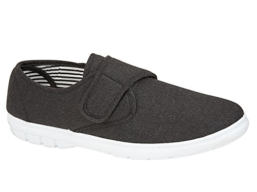 Kevin-Schuhe für Herren, breiter Sitz, Freizeitschuhe, Segeltuch, Pump-Trainer, Deck-Schuhe, Loafer, Größe 39-47, anthrazit, 39 EU von Shoe Tree