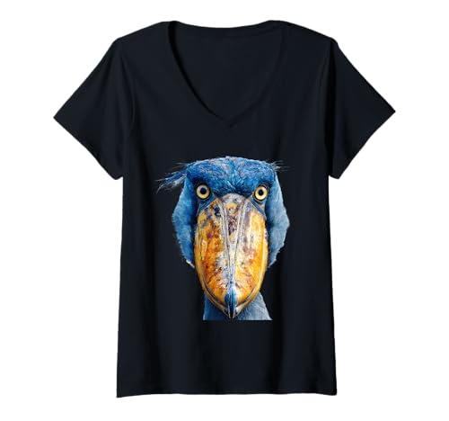 Damen Shoebill Storch Vogel Tier Afrikanischer Vogel Azteken Maya T-Shirt mit V-Ausschnitt Damen Shoebill Storch Vogel Tier Afrikanischer Vogel Azteken Maya T-Shirt mit V-Ausschnitt von Shoebill Stork Bird Animal Art