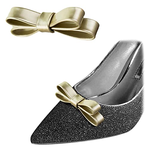 1 Paar abnehmbare Schuhe Dekoration PU Leder schlanke Schleife Schuhclips Exquisites Schuh Zubehör für Hochzeit Party, One Size, Leder, Ohne Edelstein. von Shoeklips