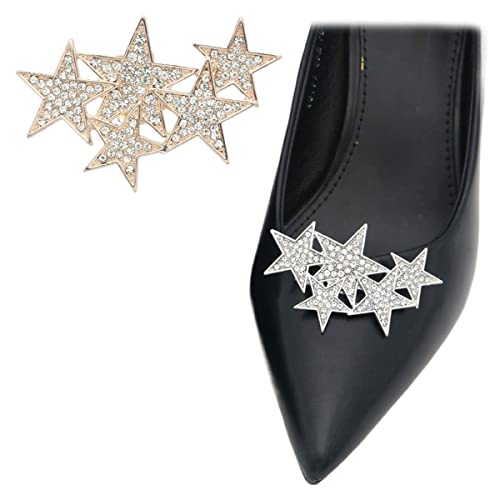 1 Paar elegante Schuhverzierung Pentagramm Strass Metall Schuhclips Braut Hochzeit Pumps Dekoration für Frauen Mädchen Geschenke, One Size, Strass, Strass von Shoeklips