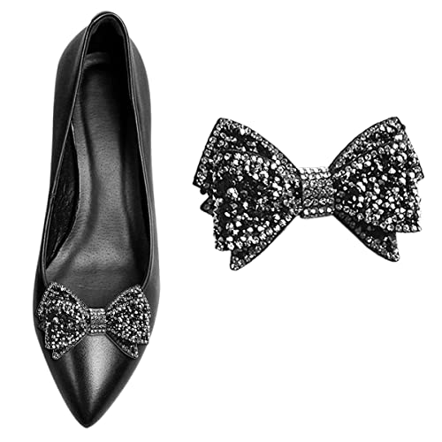 1 Paar glitzernde Schuhclips mit Schleife und abnehmbarem Strass-Schuh-Zubehör für Damen, Pumps, Schuh-Verzierung für Partys, Einheitsgröße, Strass von Shoeklips