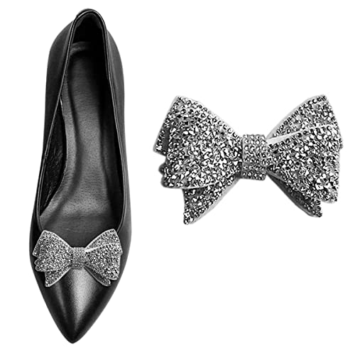 1 Paar glitzernde Schuhclips mit Schleife und abnehmbarem Strass-Schuh-Zubehör für Damen, Pumps, Schuh-Verzierung für Partys, Einheitsgröße, Strass von Shoeklips