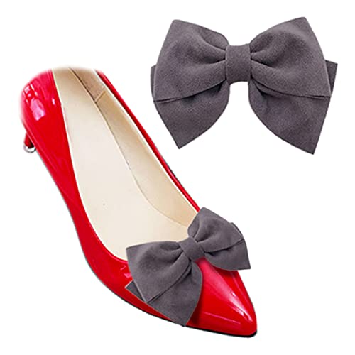 2 Stück Samt-Schleifen Schuhclips Mode Hochzeit Party Pumps Dekoration Uniform Mary Jane Schuhe Zubehör, One Size, Stoff, Ohne Edelstein. von Shoeklips