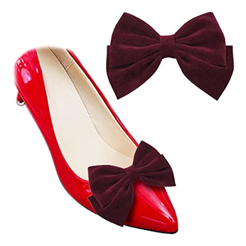 2 Stück Samt-Schleifen Schuhclips Mode Hochzeit Party Pumps Dekoration Uniform Mary Jane Schuhe Zubehör, One Size, Stoff, Ohne Edelstein. von Shoeklips