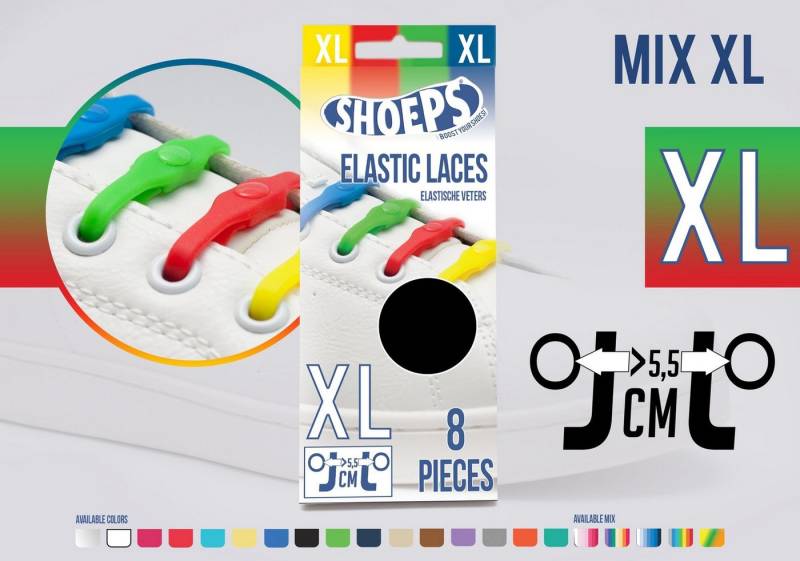 Shoeps Schnürsenkel Elastic Laces XL - extra Lang - Die einfachere Art Schuh zu binden von Shoeps