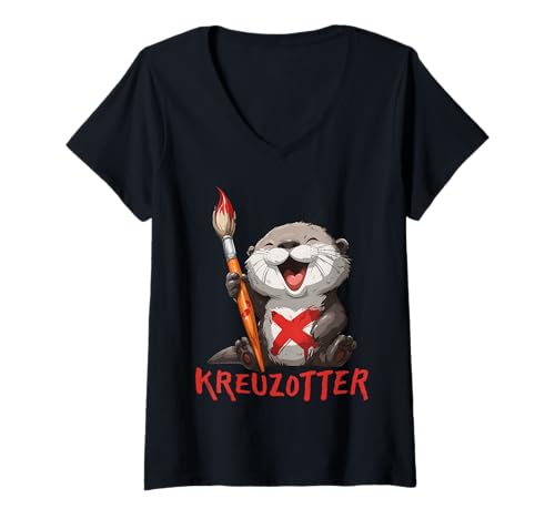 Damen Kreuz + Otter = Kreuzotter T-Shirt mit V-Ausschnitt Damen Kreuz + Otter = Kreuzotter T-Shirt mit V-Ausschnitt von Shört Happens