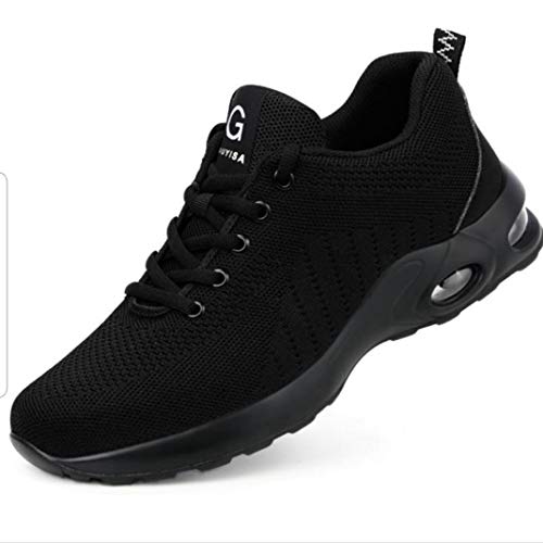 Sicherheitsschuhe Herren Stahlkappe Schuhe Leichte Schuhe Sommer Atmungsaktiv Schutz Zwischensohle Sneakers, Schwarz - Schwarz - Größe: 40 2/3 EU von Shoes Click