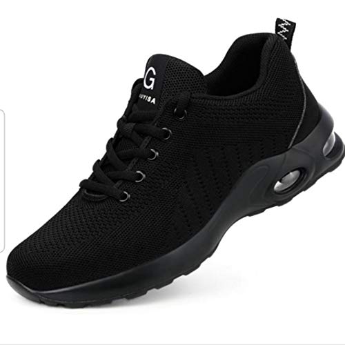 Sicherheitsschuhe Herren Stahlkappe Schuhe Leichte Schuhe Sommer Atmungsaktiv Schutz Zwischensohle Sneakers, Schwarz - Schwarz - Größe: 42 1/3 EU von Shoes Click