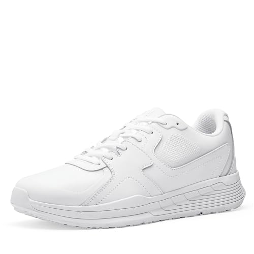 Shoes For Crews Unisex rutschhemmende Arbeitssneaker – Bequem, weiches Leder, Spritzschutz, OB E SRC, ideal für Gastronomie und Küchen für Kellner und Koch, Sicherheitsdienst, Einzelhandel – Condor II von Shoes for Crews