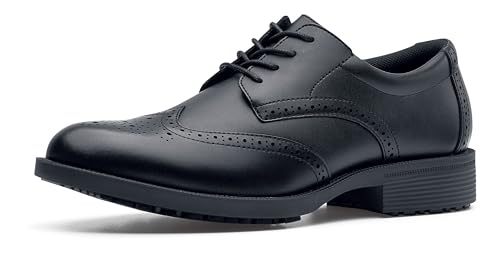 Shoes for Crews Executive Wing Tip IV – Bequeme Berufsschuhe, Obermaterial Leder, Verstellbarer Riemen, wasserabweisend, Rutschhemmende Laufsohle, OB E SRC – für Herren von Shoes for Crews