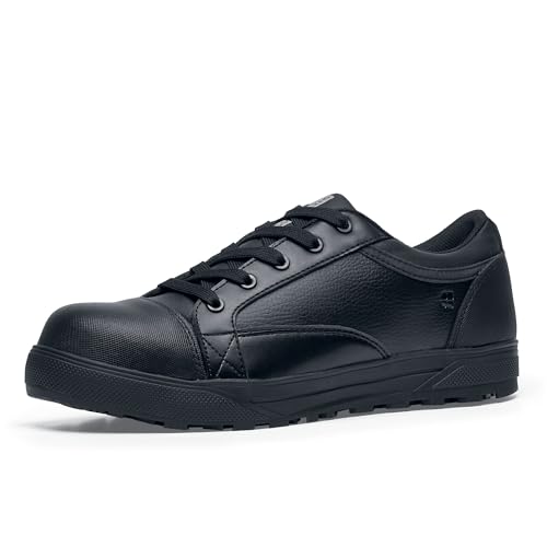 Shoes for Crews Sicherheitsschuhe Fergus Black Composite Toe – Rutschfester Arbeitsschuh mit Stolperschutz und Schuhkappe, wasserdichtes Leder, S3L FO SR – für Damen und Herren von Shoes for Crews