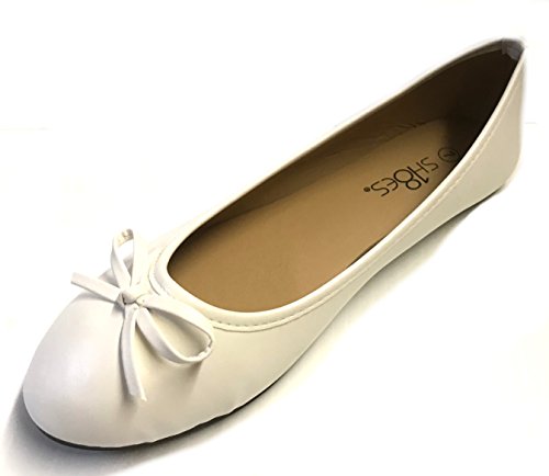 Shoes 18 Damen Ballerinas, Ballerinas, flach, Leoparden- und einfarbig, 14 Farben, Schwarz (Weiß), 38.5 EU von Shoes8teen