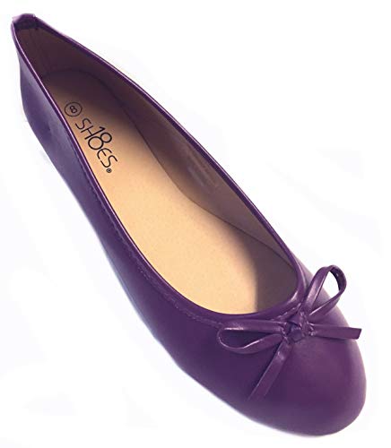 Shoes 18 Damen Ballerinas, Ballerinas, flach, Leoparden- und einfarbig, 14 Farben, Violett (8500 Aubergine), 37 EU von Shoes8teen